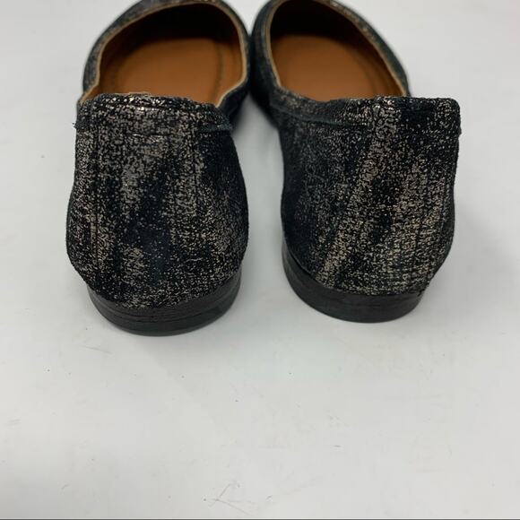 Frye Carson 6 Black Gold Crackle Ballet Flats NWOB - Picture 4 of 8